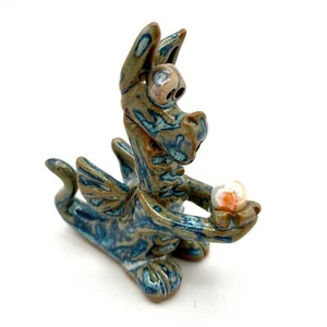 Keramik Drachen Figur skurriles Dekor Statue Kunst Sammlerstück Renaissance 4 Zoll - Bild 1 von 9
