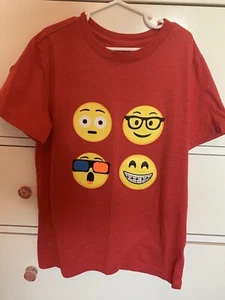 Boys' Emojis Short Sleeve Graphic T-Shirt - Cat & Jack Red Medium 8/10 - Picture 1 of 4