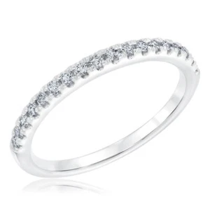 14k Solid Gold Diamond Wedding Band Lab Grown Diamond Half Eternity Wedding Ring - Picture 1 of 3
