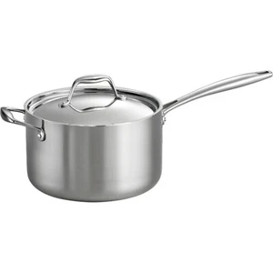 Stainless Steel 4-Quart Sauce Pan with Lid Induction-Ready Dishwasher-Safe New - Picture 1 of 10