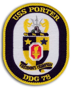 Parche de escudo de barco destructor de misiles guiados presente de la Marina de los Estados Unidos DDG-78 USS PORTER 1999 - Imagen 1 de 1