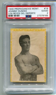 1946 Propagandas Montiel Los Reyes Yellow 19 Johnny Dundee PSA 2 HOF Boxing Card - Image 1 of 2