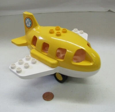 Lego Duplo Midsize Yellow Airplane For Airport Complete With Wheels Passenger #1 - Image 1 of 3