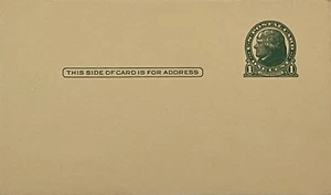 NOS 1 CENT JEFFERSON POSTAL CARD, UNUSED, BLANK. - Picture 1 of 3