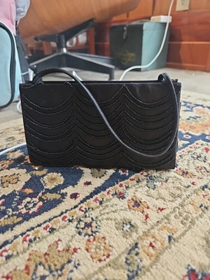 Victoria's Secret винтажный черный атласный бисером клатч сумочка - Изображение 1 из 4