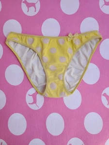 Rare VTG VS PINK Low Rise Graphic Cotton Bikini Panty XS Yellow Polka-dot - Picture 1 of 6