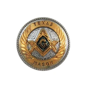 1" TX Mason Concho Masonic Lodge Leathercraft Jewelry Accessory Freemason Gift - Picture 1 of 2