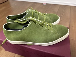 John Lobb LEVAH Low Top Sneakers Olive Green Suede Men's Size UK7.5 US8.5 E - Picture 1 of 24