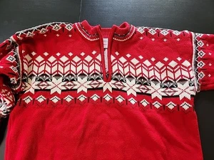 Hanna Andersson Boys Sno Happy Fair Isle 1/4 Zip Sweater Size 10 140cm Red - Picture 1 of 5