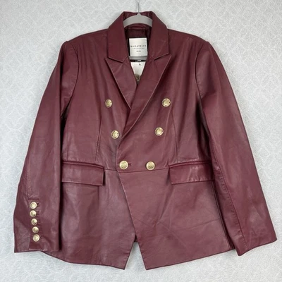 NEW Bagatelle Leather Blazer Jacket Womens XL Burgundy Double Breasted Old Money - Image 1 of 4
