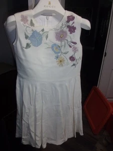 Gucci Girl's Creme Embroidered Silk Dress Size 4 - Picture 1 of 2