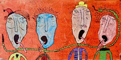 Pintura Original Abe Partridge “Choke” – Arte Outsider 24x12, Acrílico 2019 Foto 1 de 4