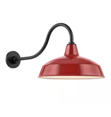 Easton 14 pol. Arandela lanterna de parede externa celeiro vermelho 1 luz com sombra de aço - Imagem 1 de 4