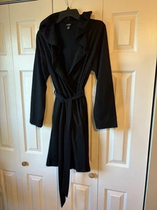 Jones New York Womens Size S/M Black Hooded Belted Robe Lounge Cardigan - Picture 1 of 11