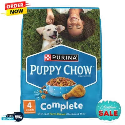 Comida seca completa para perros Purina Puppy Chow, pollo y arroz con alto contenido en proteínas, bolsa de 4 lb Foto 1 de 4