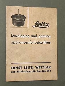 Leitz Developing & Printing appliances for Leica Films, 1937 Paper Booklet - Picture 1 of 1