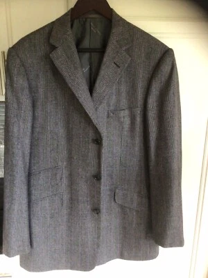 Alfred Dunhill London, Gray ,Plaid Mens Cashmere Wool Bland Blazer, Jacket Sz 52 - Image 1 of 4