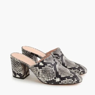 J Crew Sophie Snakeskin Embossed Leather Mule Chunky Block Heel Size 7 - Image 1 of 4