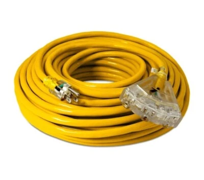 12/3 Southwire 100' Heavy Duty Extension Cord Triple Tap Yellow Indoor Outdoor - Image 1 of 4