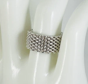 Größe 6 Tiffany & Co Somerset Mesh Weave flexibler Ring in Sterlingsilber - Bild 1 von 7