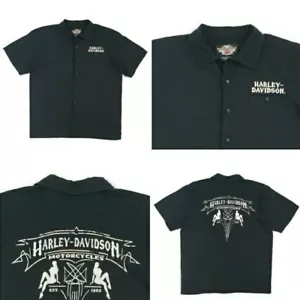 Harley Davidson Motorcycles Logo Pin Up Girl Button Up Hemd Herren Größe Large - Bild 1 von 12