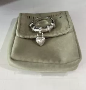 Judith Ripka Dangle Heart Charm CZ Diamonique Sterling Silver Ring Size 8 - Picture 1 of 10