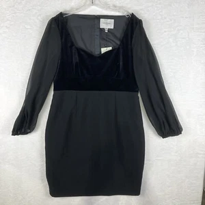 LK Bennett Womens 14 Whimsigoth Black DR Scarlett Sheer Velvet Dress Baddie - Picture 1 of 12