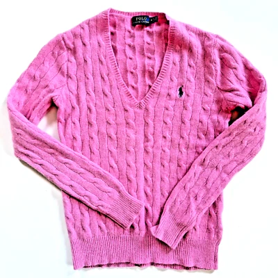 Suéter Pullover Polo Ralph Lauren Para Mujer Lana Merino Cuello en V Talla Mediana Foto 1 de 2