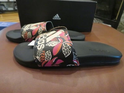 NWT Womens Black & Pink Adidas Adilette Comfort Sandals, 11 - Image 1 of 3