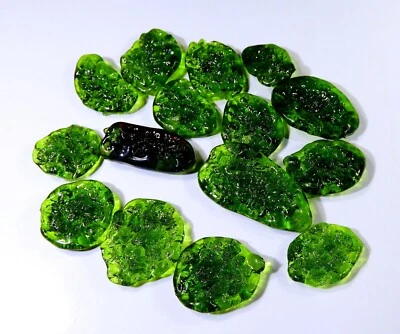 267 Ct WHOLESALE LOT DRUSY SYNTHETIC Green MOLDAVITE GLASS Gemstone WA-241 - Image 1 of 4