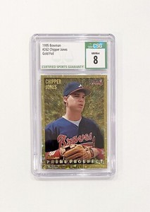 1995 Bowman Gold Foil Chipper Jones ROOKIE RC #262 CSG 8 Atlanta Braves HOF