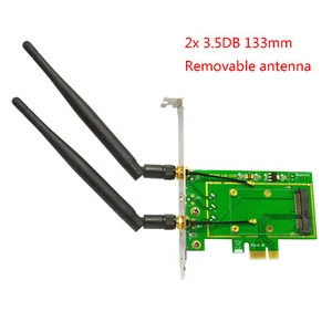 Wireless Wifi Network Card Mini PCI-E To PCI-E PC Adapter Card 2x 3.5DBI antenna - Picture 1 of 1