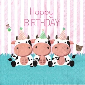 Serviettes en papier vaches anniversaire. Paper napkins cows birthday - Picture 1 of 1