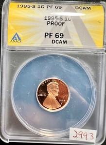 Great Coin 1995 S 1C Lincoln Cent Penny Proof ANACS PR PF 69 DCAM 2993