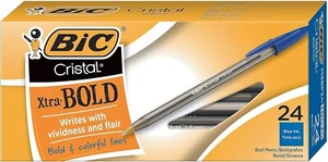 BIC Cristal Xtra Bold Ballpoint Pen, Bold Point (1.6mm), Blue, 24-Count - Picture 1 of 5
