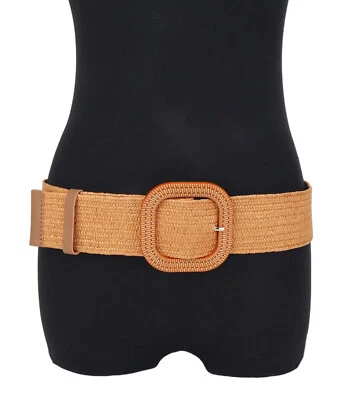 Ella Jonte Stretchgürtel beige braun Boho Flechtgürtel Bastoptik 80-95 cm Gürtel - Bild 1 von 4