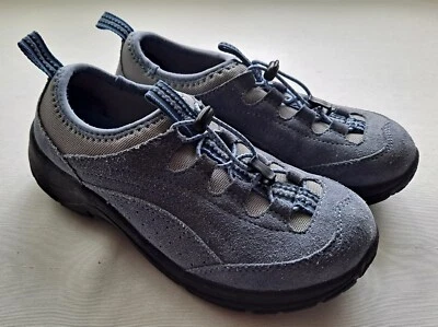 L.L.BEAN WOMENS SZ 6.5 M BLUE SUEDE SLIP ON HIKING STRING TIE LOAFERS - Image 1 of 4