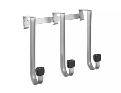 3 ganchos Linger Over the Door negro/níquel - Loft de Umbra, níquel cepillado Foto 1 de 3