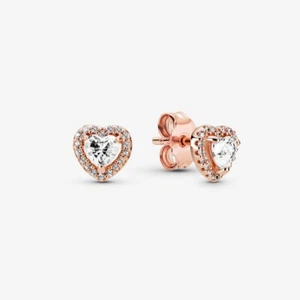 *BRAND NEW* Pandora Gold Plated Sparkling Elevated Heart Stud Earrings 288427C01 - Picture 1 of 2