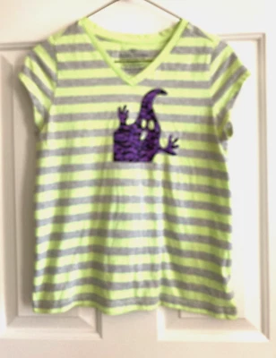 Halloween Girl's ss tee. Faded Glory, size 14/16, lime/gray added ghost applique - Image 1 of 2