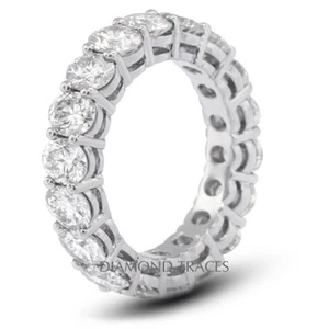 4.26ct F-I1 Ideal Cut Round Genuine Diamonds 14k Gold Basket Eternity Band 3.8mm - Picture 1 of 7