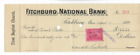 1899--BANK CHECK-FITCHBURG NATIONAL BANK-MASSACHUSETTS