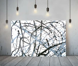 JACKSON POLLOCK 30-FRAMED CANVAS ARTIST WALL ART PAPER PICTURE PRINT- BLUE BLACK - Picture 1 of 15