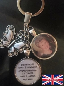 Personalised Photo Keyring Memory Butterfly with 2 x photo pendants - Picture 1 of 1