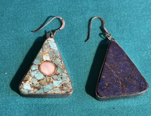 PENDIENTES MARY CORIZ LOVATO SANTO DOMINGO REVERSIBLES MOSAICO TURQUESA LAPISLÁZULI MC - Imagen 1 de 6