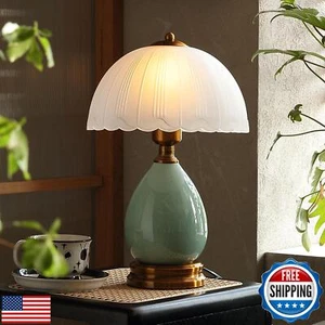 Glivpny Vintage Table Lamp for Bedroom Room,16" Modern Ceramic Bedside Lamp,R - Picture 1 of 5