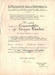 Italy, 1952, Vintage Military Brevet, Order of Merit - Picture 1 of 1
