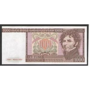 SWEDEN 1000 Kronor 1981 REPLACEMENT XF+ Pick 55b(2)R - Photo 1/2