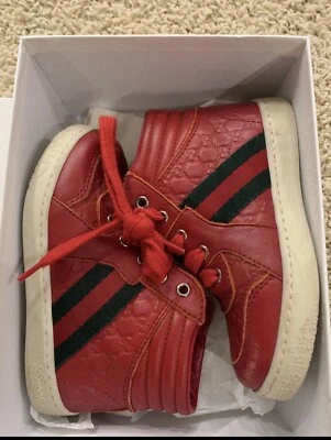 Zapatillas altas Gucci rojas Guccissima para niños pequeños talla 23  Foto 1 de 4