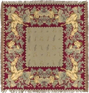 MUSIC MUSIQUE BELGIAN JACQUARD WOVEN 60" TAPESTRY TABLE CHAIR THROW BED SPREAD - Picture 1 of 3